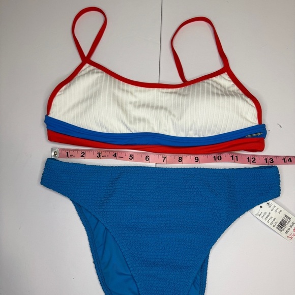 Roxy & LA Hearts Bikini Set Medium – Colorblock Bralette & Textured Bottoms - Picture 3 of 7